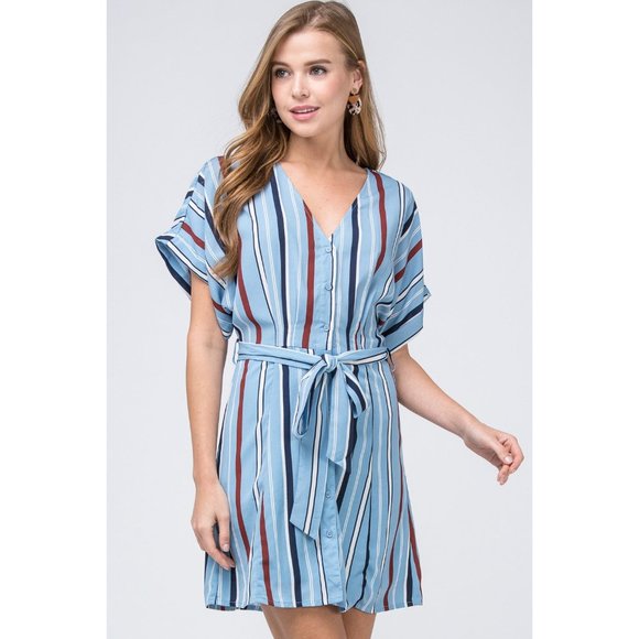 entro Dresses & Skirts - Entro Striped Shirtdress, Blue